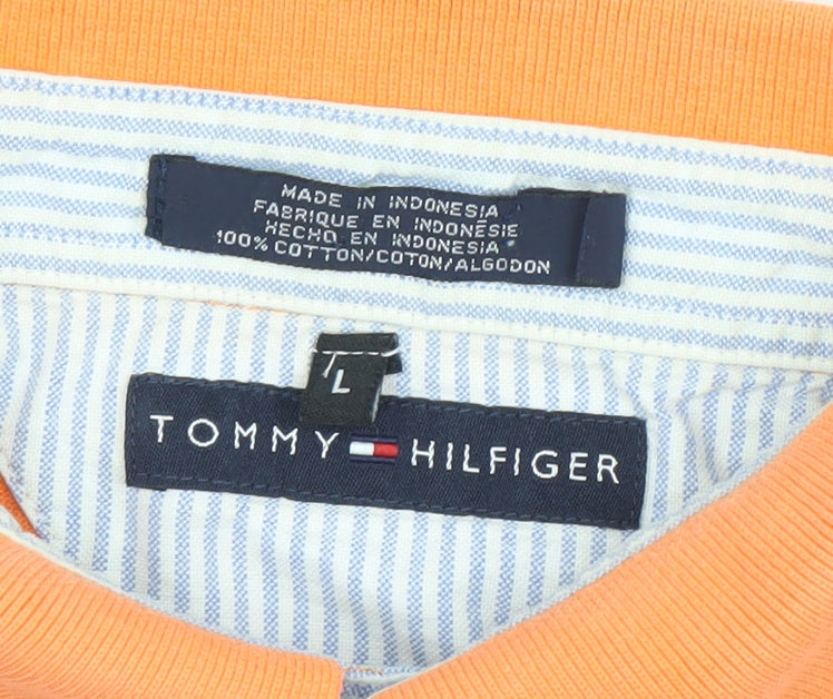 Womens UK Size L Tommy Hilfiger Orange Cropped Polo
