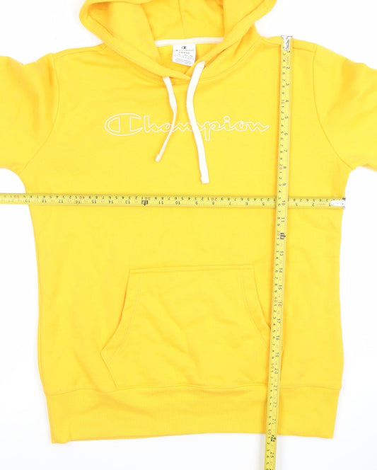 Champion Women's Yellow Pullover Hoodie Large Cotton Blend