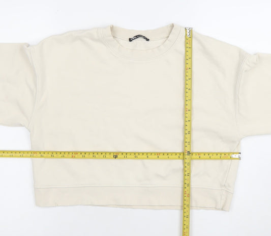 Womens UK Size S Zara Beige Pullover Sweatshirt