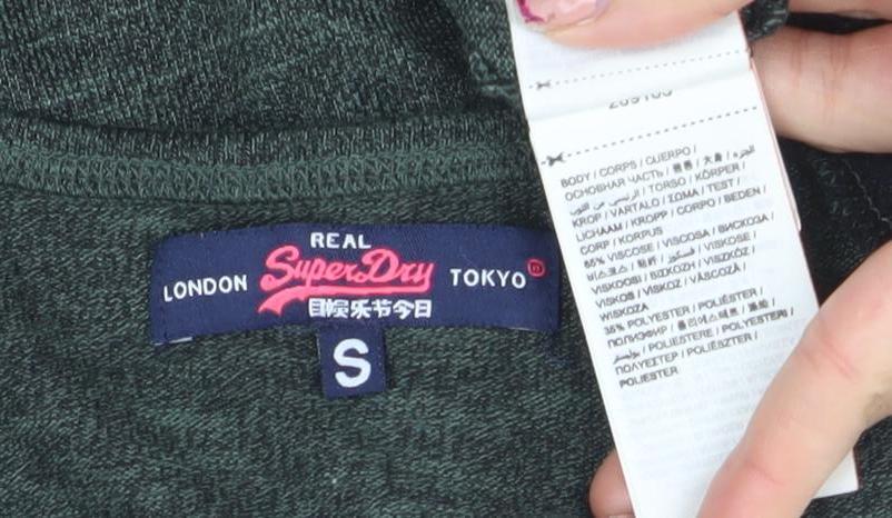 Womens UK Size S Superdry Green Jersey Button-Up