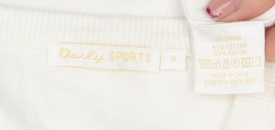 Womens UK Size S Daily Sports White Basic Blouse