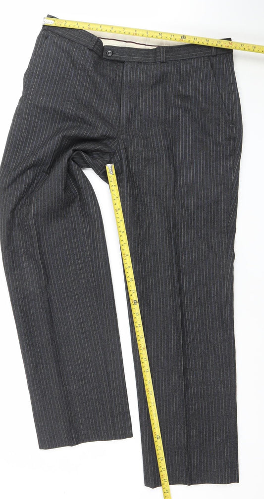 Burton Men’s Grey Pinstripe Wool Dress Trousers 34W 29L