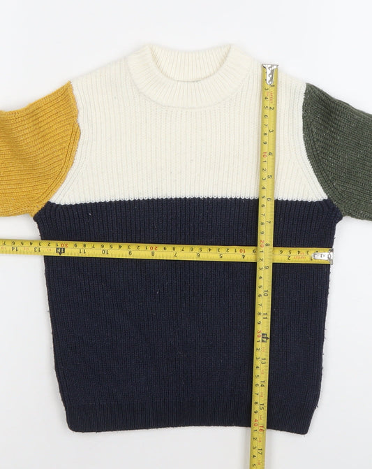 Primark Boys Multicoloured Knit Jumper 4-5 Years Crew Neck Colourblock