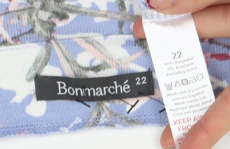 Bonmarche Women's Blue Floral 3/4 Sleeve Jersey T-Shirt Size 22