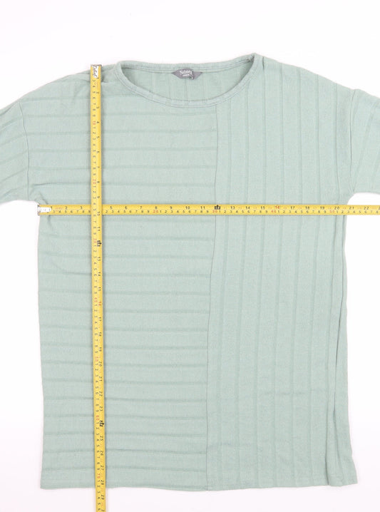 Nutmeg Women’s Green Striped Short Sleeve T-Shirt Size 12