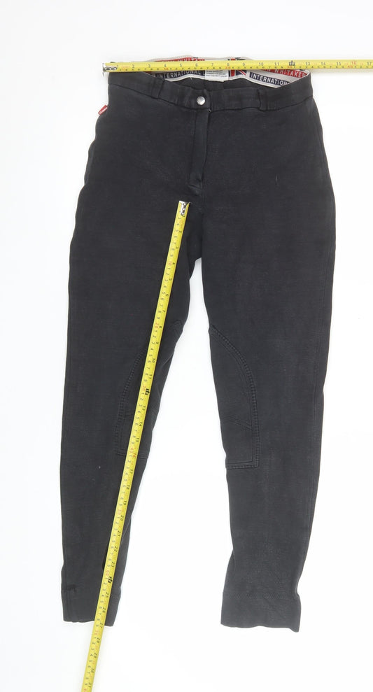 Womens UK Size 32L John Whitaker Slim Fit Jodhpur Black Trousers