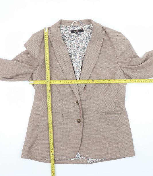 Next Women’s Beige Check Blazer UK 14 Regular Fit Single-Breasted