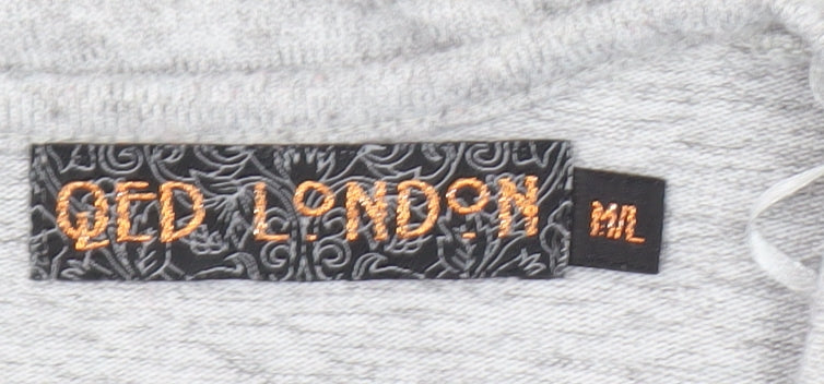 QED London Women's Grey Bird Print Long Sleeve Jersey Top M