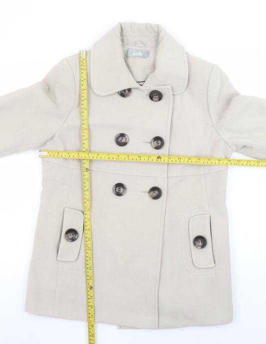 Womens UK Size 12 Wallis Beige Pea Coat
