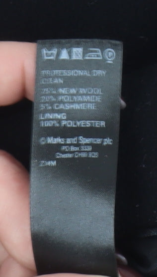 Marks and Spencer Womens Black Wool Blend Pea Coat Size 16