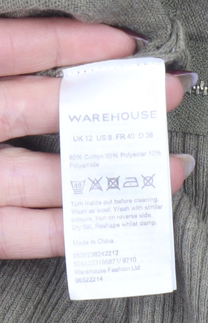 Womens UK Size 12 Warehouse Green Basic Blouse