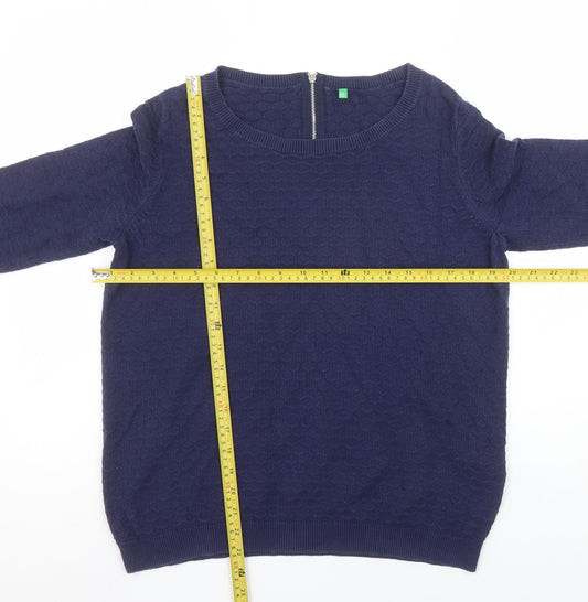 Womens UK Size S United Colors of Benetton Blue Pullover Jumper