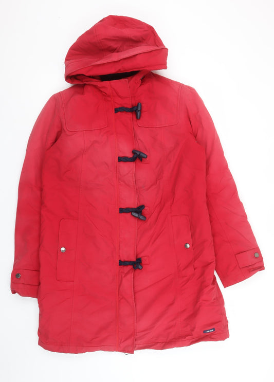 Womens UK Size M Lands' End Red Duffle Coat