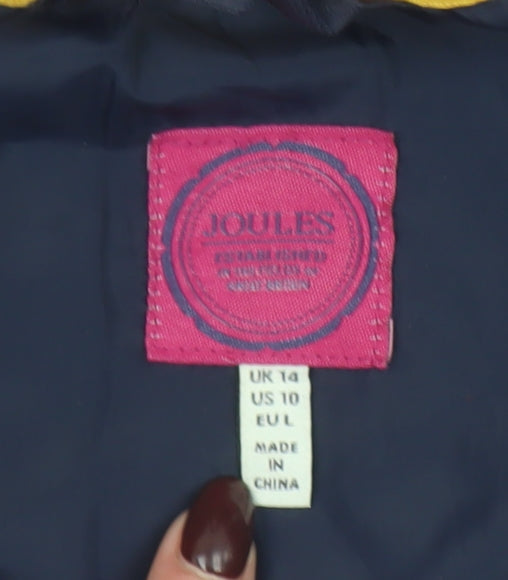 Joules Women’s Blue Waterproof Parka Jacket Size 14 Hooded Lined