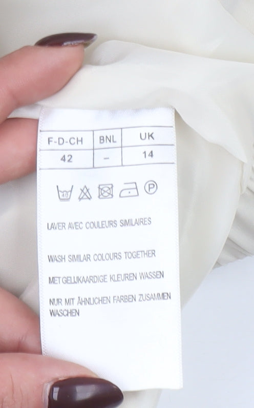 Damart Women Beige Size 14 Basic Jacket Polyester Mid-Length