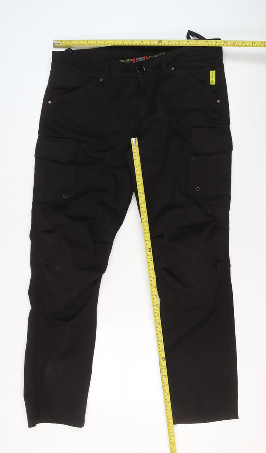 RST Mens Black Cargo Trousers Size 36 Regular Cotton Workwear