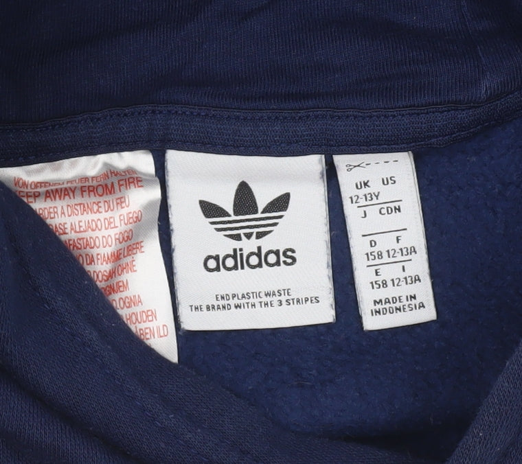 Boys UK Size 12-13 Years adidas Blue Pullover Hoodie