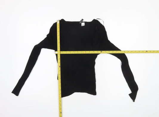 H&M Divided Womens Black XS Rib Knit Slim Fit Pullover Jumper