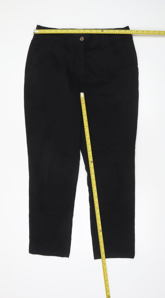 Next Women's Black Chino Trousers Size 14 Regular Cotton Stretch