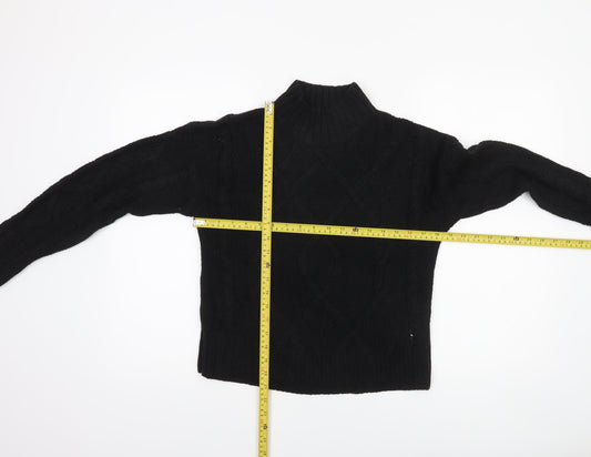 GAP Women's Black Mock Neck Cable-Knit Jumper Size S