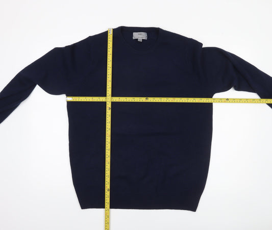 Marks and Spencer Men's Blue L Lambswool Crew Neck Jumper