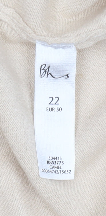 BHS Women’s Beige Wrap V-Neck Long Sleeve Jumper Size 22