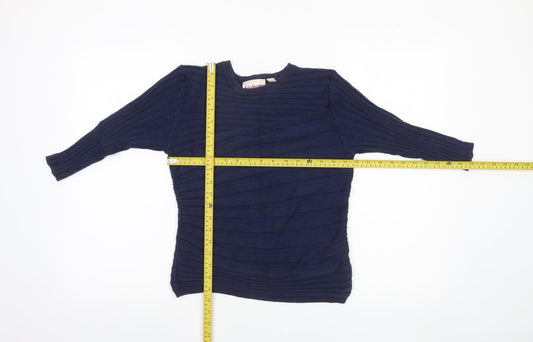 Kaleidoscope Women's Blue Cotton Blend 3/4 Sleeve Pullover Jumper Size 10