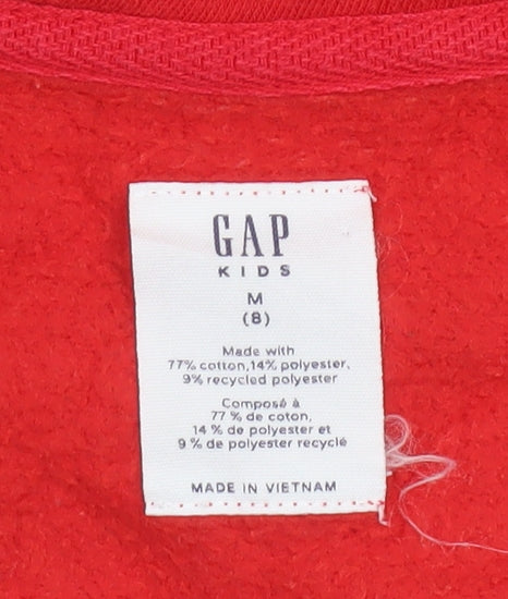 GAP Girls Red Logo Pullover Sweatshirt - Size 8-9 Years Cotton Blend