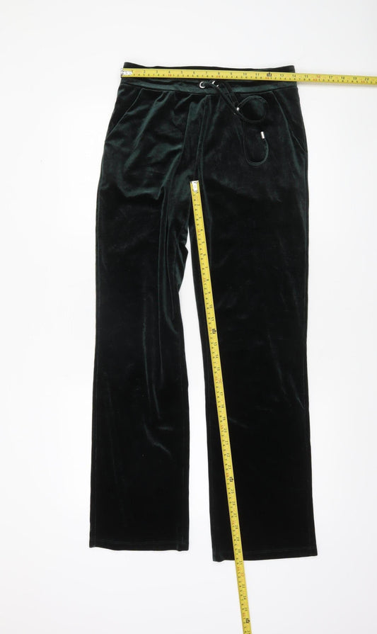 George Women’s Green Velvet Straight Leg Trousers Size 8-10