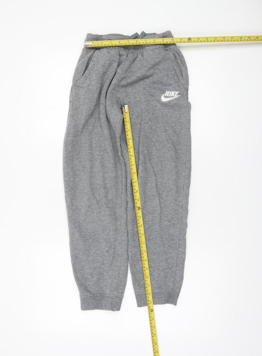 Nike Boys Grey Jogger Trousers L 158cm Cotton Blend Fleece Sweatpants