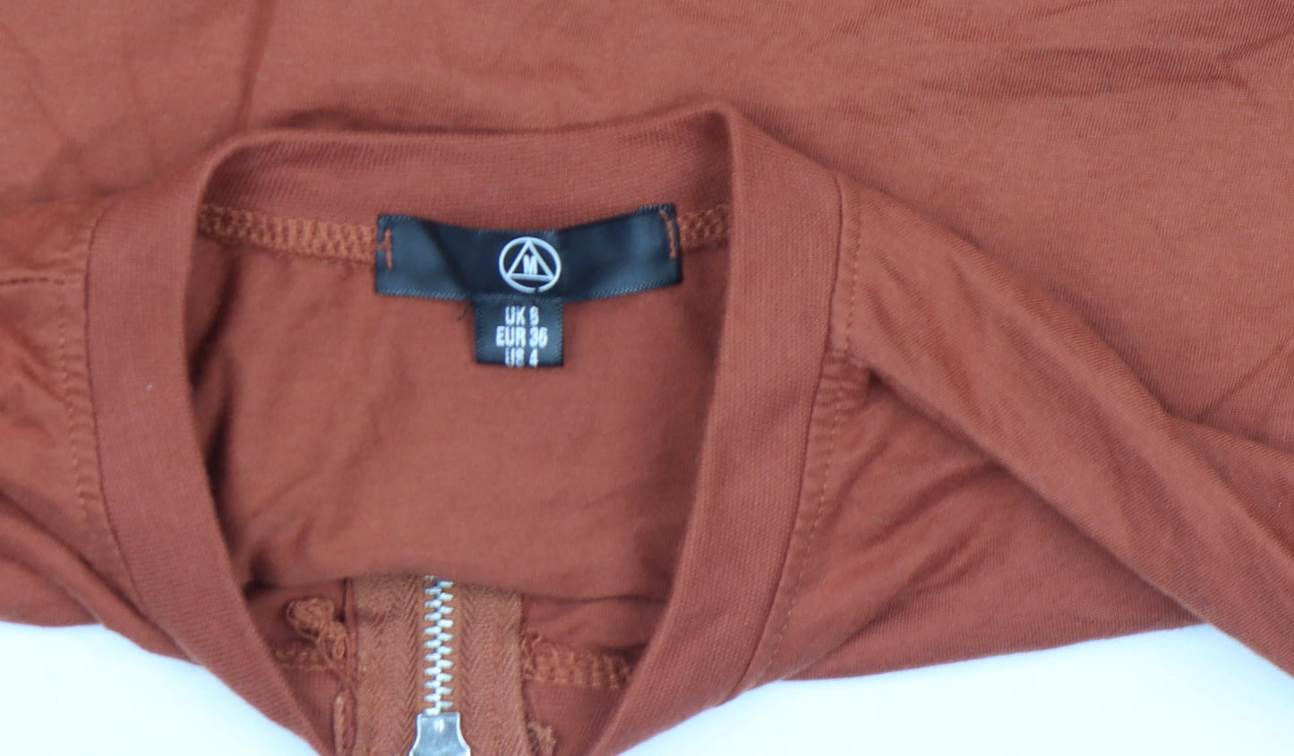 Womens UK Size 8 Missguided Brown Cropped T-Shirt