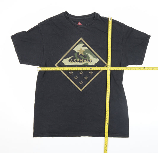 Asphalt Men's Black Camouflage Graphic Crew Neck T-Shirt Size L