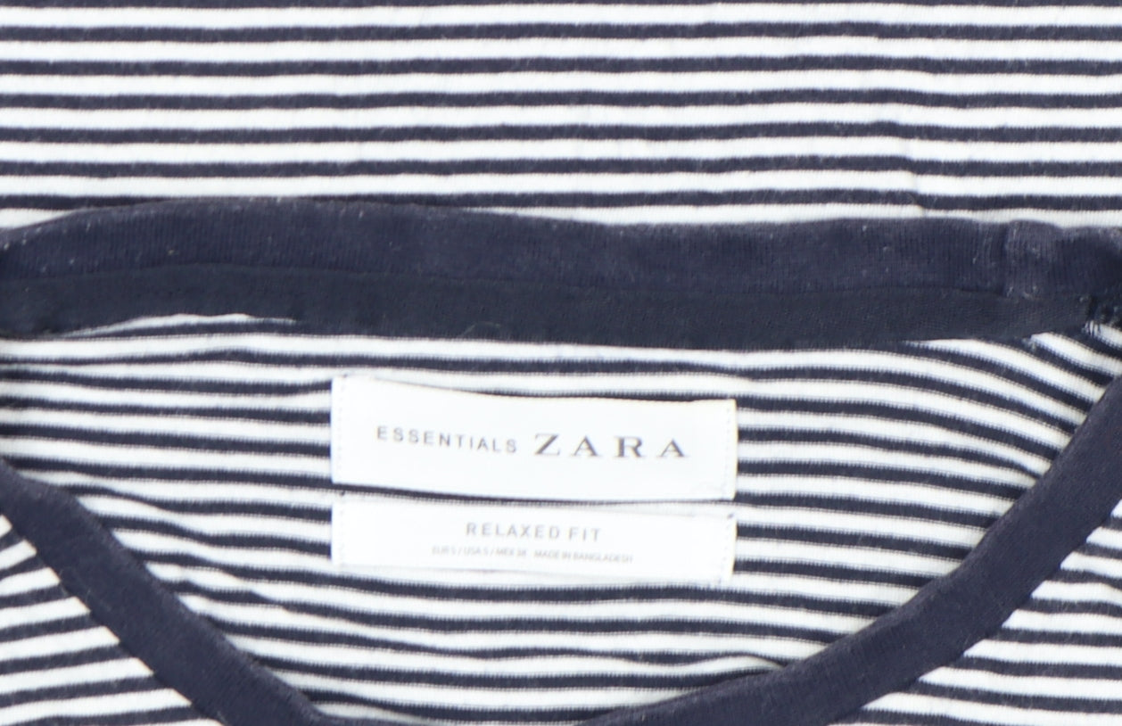 Womens UK Size S Zara Blue Basic T-Shirt