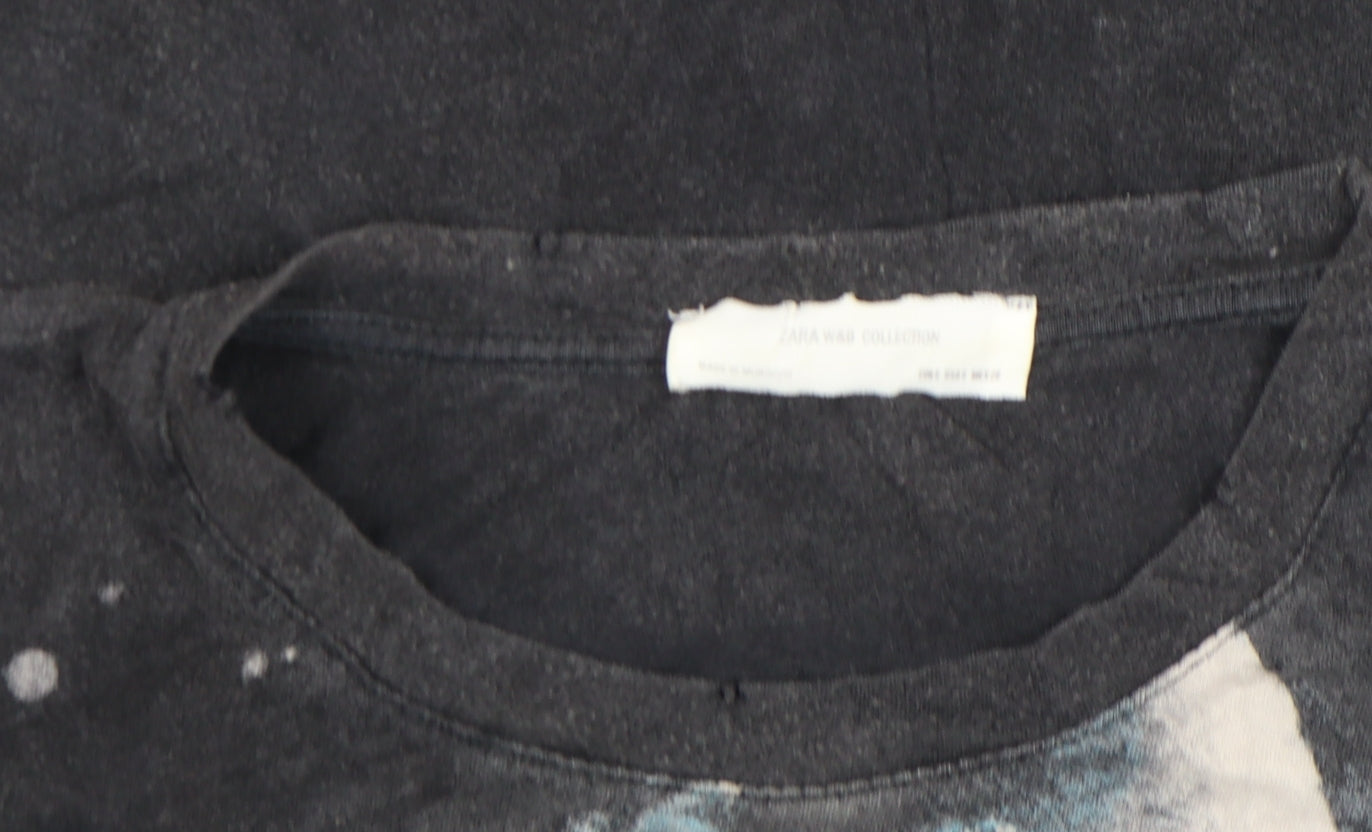 Womens UK Size S Zara Black Basic T-Shirt