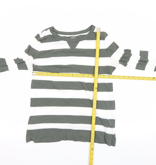 Gap Women’s Green White Striped Long Sleeve Cotton T-Shirt Size S