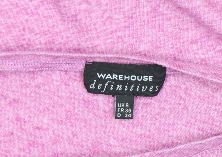 Womens UK Size 8 Warehouse Pink Basic T-Shirt