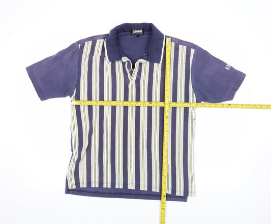 Ashworth Men’s Blue Striped Cotton Blend Golf Polo Shirt Size S