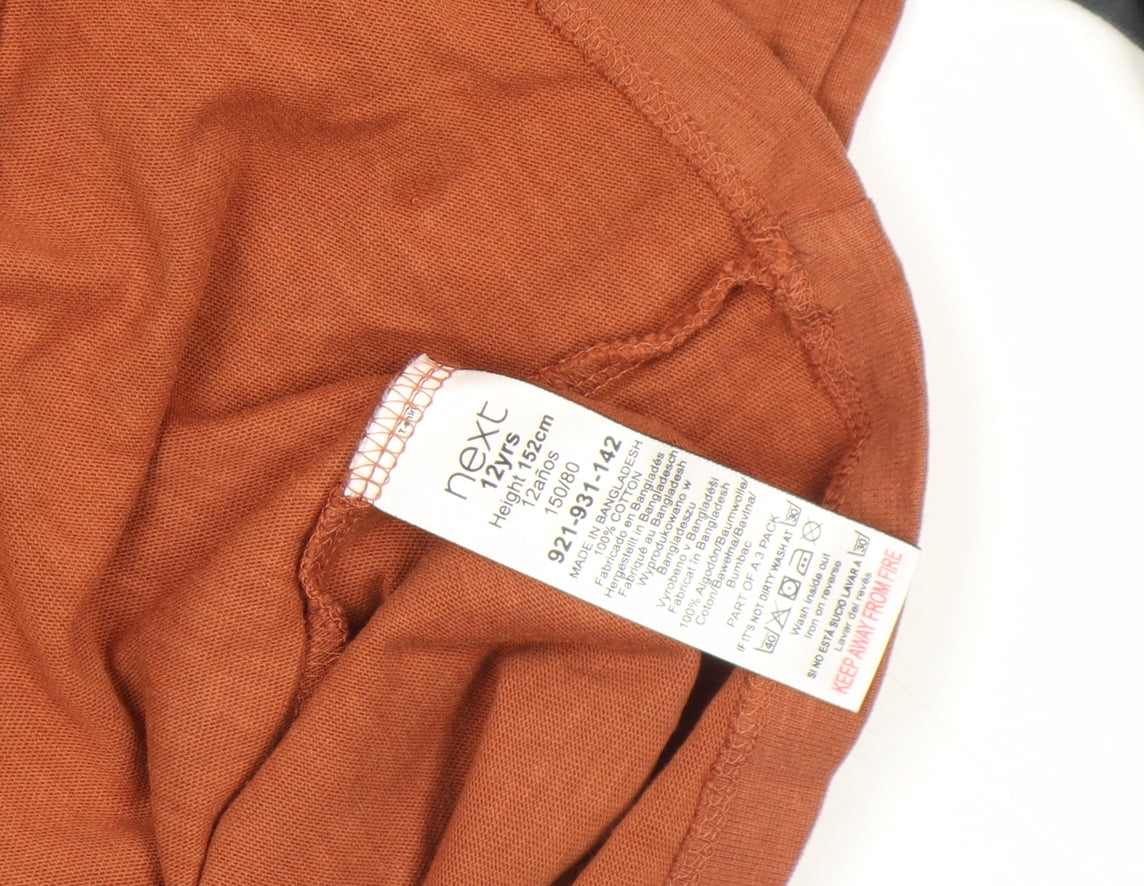 Next Boys Rust & Charcoal Long Sleeve Raglan Cotton T-Shirt 11-12 Years