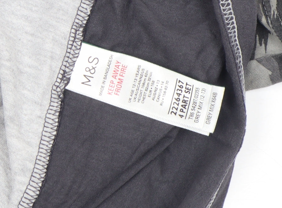 Marks and Spencer Boys Grey Camouflage Short Sleeve Cotton T-Shirt 2-3 Years