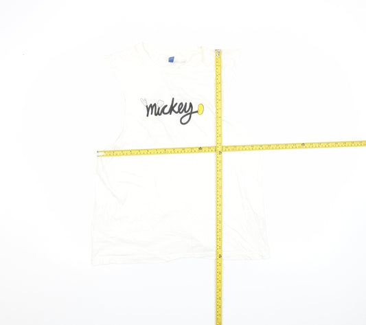 Womens UK Size M H&M White Cropped T-Shirt