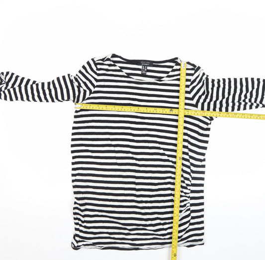 New Look Maternity Black White Striped Long Sleeve Jersey Top Size 10