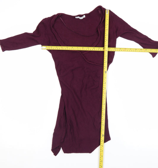 Pull & Bear Women Red Bodycon Knit Short Dress Size M