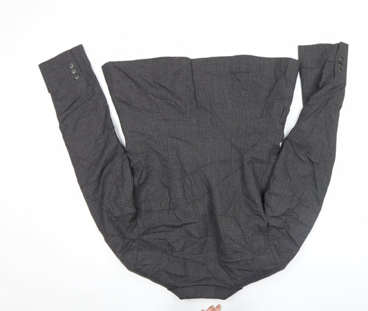 Jigsaw Women's Grey Pinstripe Wool Blend Tailored Blazer Size 12