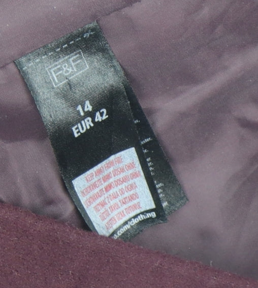 Womens UK Size 14 F&F Purple Overcoat