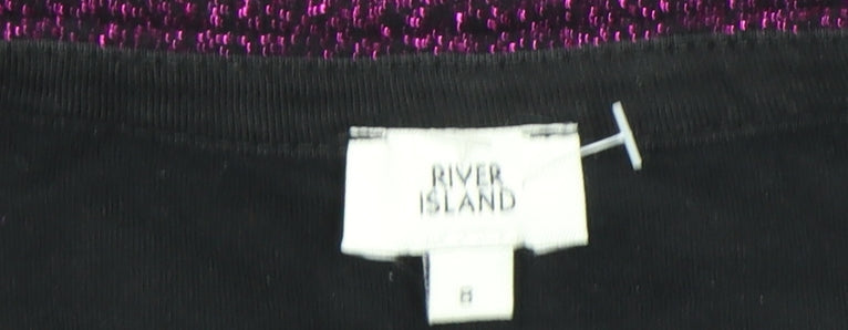 Womens UK Size 8 River Island Purple Cropped T-Shirt