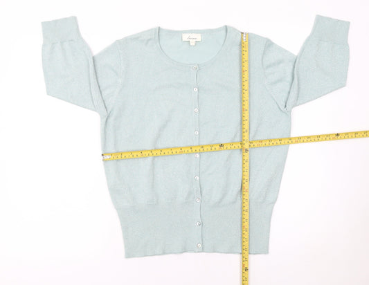 Linea Women Green L Cardigan Round Neck Lightweight Knit