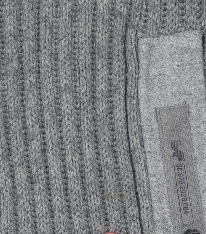 Next Men's Grey Full Zip Chunky Knit High Neck Jumper Size M