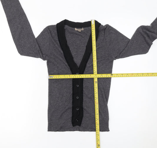 Jigsaw Women's Grey V-Neck Button Cardigan Size S