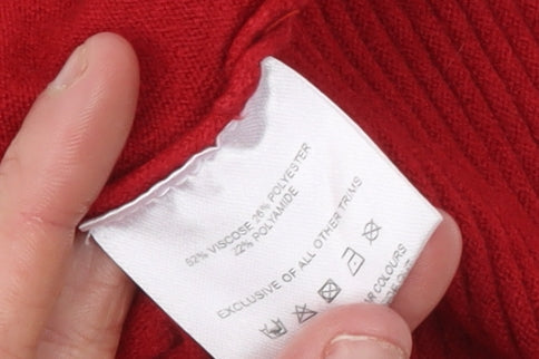 Klass Women Red Round Neck Beaded Pullover Jumper Size M