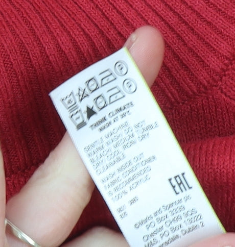 Womens UK Size XS Marks and Spencer Red Pullover Jumper